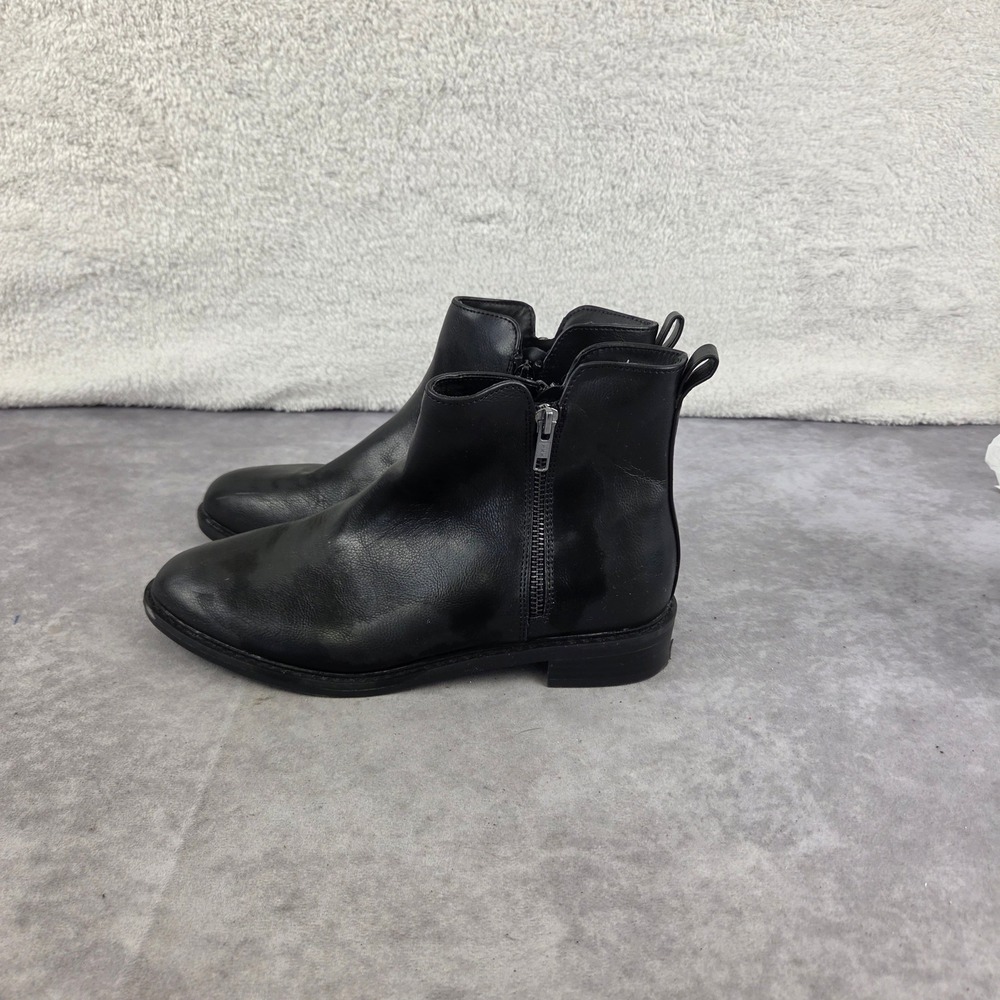 Target Black Faux Leather Ankle Boots Side Zip Almond Toe Size 8